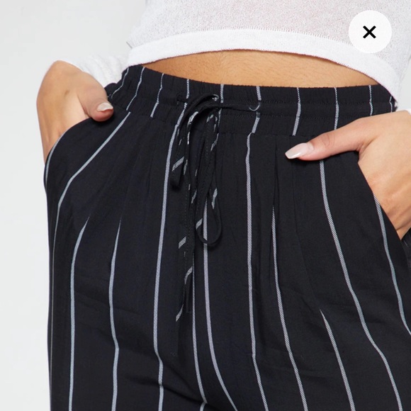 PLT Diya Black Pin Stripe Casual Pants - Picture 4 of 9